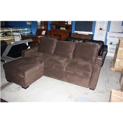 2PC BROWN FABRIC SECTIONAL SOFA