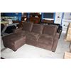 Image 1 : 2PC BROWN FABRIC SECTIONAL SOFA