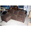 Image 1 : 2PC BROWN FABRIC SECTIONAL SOFA