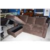 Image 2 : 2PC BROWN FABRIC SECTIONAL SOFA