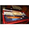 Image 1 : LOT OF SAMURAI TRAINING WEAPONS, ROBES, AND SAMURAI SWORD (RED ROLLING CART NOT INCLUDED)