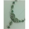 Image 2 : ONE STERLING SILVER ORNATE NATURAL TSAVORITE GARNET AND EMERALD SET NECKLACE WITH 170 EMERALDS,