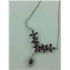 Image 2 : ONE STERLING SILVER NATURAL RHODOLITE GARNET AND COLOURLESS CUBIC ZIRCONIA CHOKER LENGTH NECKLACE