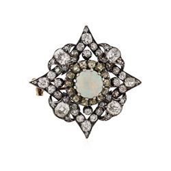 14KT Two-Tone Gold 1.87 ctw Opal and Diamond Brooch