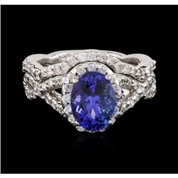 14KT White Gold 1.95 ctw Tanzanite and Diamond Wedding Ring Set