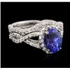 Image 2 : 14KT White Gold 1.95 ctw Tanzanite and Diamond Wedding Ring Set