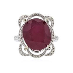 14KT White Gold 10.68 ctw Ruby and Diamond Ring