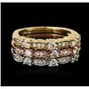 Image 1 : 14KT Yellow, White, And Rose Gold 0.80 ctw Diamond Rings