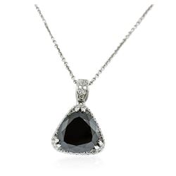 14KT White Gold 6.68 ctw Black Diamond Pendant With Chain