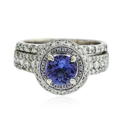 14KT White Gold 0.78 ctw Tanzanite and Diamond Ring