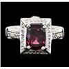 Image 1 : 14KT White Gold 3.09 ctw Rhodolite Garnet and Diamond Ring