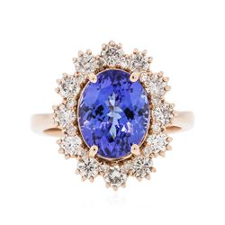 14KT Rose Gold 4.04 ctw Tanzanite and Diamond Ring