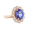 Image 2 : 14KT Rose Gold 4.04 ctw Tanzanite and Diamond Ring