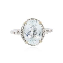 14KT White Gold 2.55 ctw Aquamarine and Diamond Ring