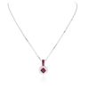 Image 1 : 18KT White Gold 1.40 ctw Ruby and Diamond Pendant With Chain