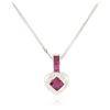 Image 2 : 18KT White Gold 1.40 ctw Ruby and Diamond Pendant With Chain