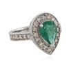 Image 2 : 14KT White Gold 1.74 ctw Emerald and Diamond Ring