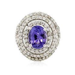 14KT White Gold 3.82 ctw Tanzanite and Diamond Ring