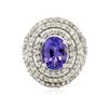 Image 1 : 14KT White Gold 3.82 ctw Tanzanite and Diamond Ring