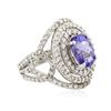 Image 2 : 14KT White Gold 3.82 ctw Tanzanite and Diamond Ring