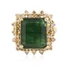 Image 1 : 14KT Yellow Gold 10.80 ctw Emerald and Diamond Ring