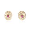 Image 3 : 14KT Yellow Gold 1.77 ctw Ruby and Diamond Jewelry Suite