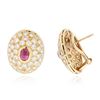 Image 4 : 14KT Yellow Gold 1.77 ctw Ruby and Diamond Jewelry Suite