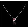 Image 1 : 14KT White Gold GIA Certified 2.83 ctw Ruby and Diamond Pendant With Chain