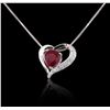 Image 2 : 14KT White Gold GIA Certified 2.83 ctw Ruby and Diamond Pendant With Chain