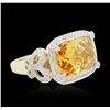 Image 2 : 14KT Yellow Gold 6.76 ctw Citrine and Diamond Ring