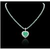 Image 1 : 14-18KT White Gold 23.29 ctw Emerald and Diamond Necklace