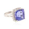 Image 2 : 14KT White Gold 12.95 ctw GIA Certified Tanzanite and Diamond Ring