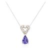 Image 2 : 14KT White Gold 0.93 ctw Tanzanite and Diamond Pendant With Chain