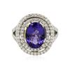 Image 1 : 14KT Two-Tone 4.50 ctw Tanzanite and Diamond Ring