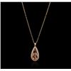 Image 2 : 14KT Rose Gold GIA Certified 23.45 ctw Morganite and Diamond Pendant With Chain