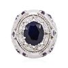 Image 1 : 14KT White Gold 9.01 ctw Sapphire and Diamond Ring