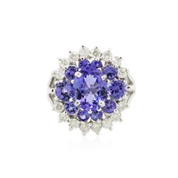 14KT White Gold 1.84 ctw Tanzanite and Tanzanite Ring