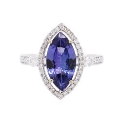 14KT White Gold 3.02 ctw Tanzanite and Diamond Ring