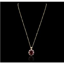 14KT Yellow Gold 1.12 ctw Ruby and Diamond Pendant With Chain