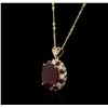 Image 3 : 14KT Yellow Gold 1.12 ctw Ruby and Diamond Pendant With Chain