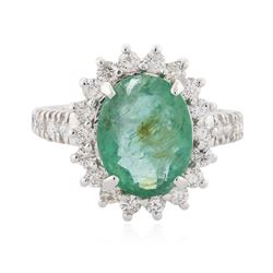 14KT White Gold 2.61 ctw Emerald and Diamond Ring