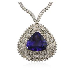 18KT White Gold 24.23 ctw Tanzanite and Diamond Necklace