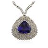 Image 1 : 18KT White Gold 24.23 ctw Tanzanite and Diamond Necklace