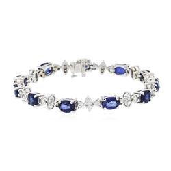 14KT White Gold 10.89 ctw Sapphire and Diamond Bracelet