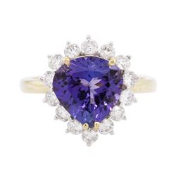 14KT Yellow Gold 3.97 ctw Tanzanite and Diamond Ring