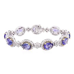 14KT Two-Tone Gold 15.66 ctw Tanzanite and Diamond Bracelet