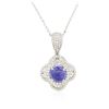 Image 2 : 14KT White Gold 4.18 ctw Tanzanite and Diamond Pendant With Chain