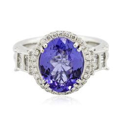 14KT White Gold 4.24 ctw Tanzanite and Diamond Ring