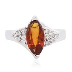 14KT White Gold 1.78 ctw Garnet and Diamond Ring