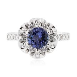 14KT White Gold 1.07 ctw Tanzanite and Diamond Ring